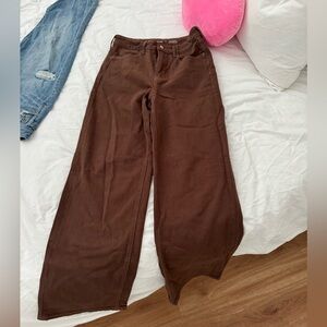 old navy high waisted brown straight leg jeans